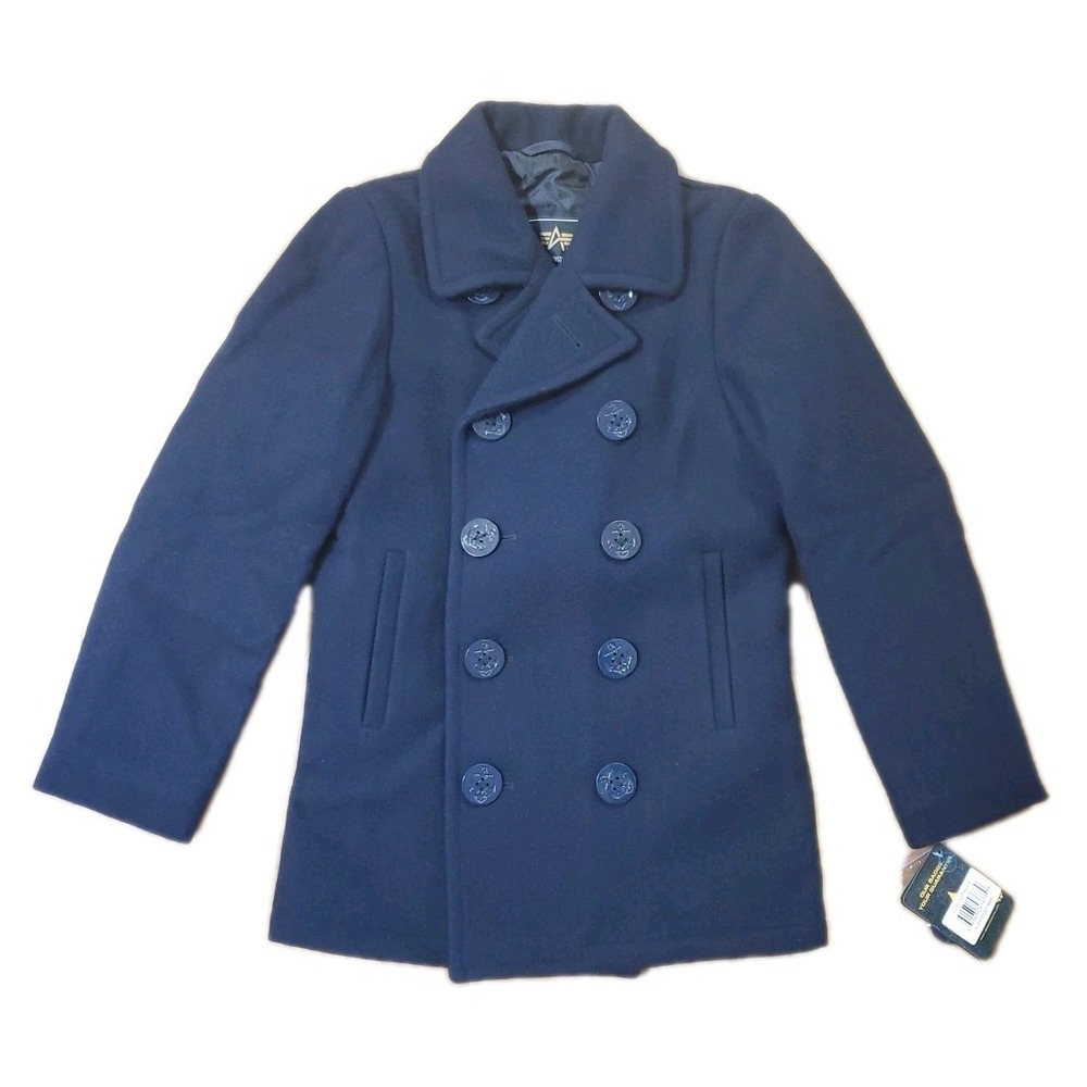Alpha Industries Pea Coat Youth XS 6/7 Wool Blend Quilted Winter Jacket
